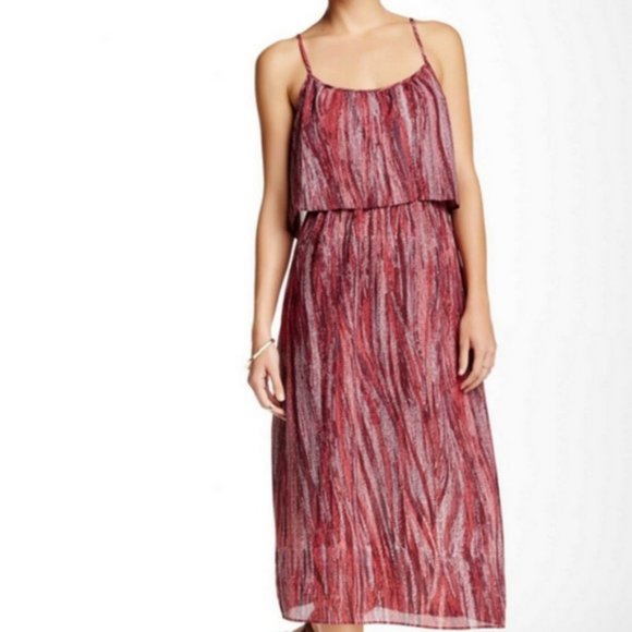 red print midi dress